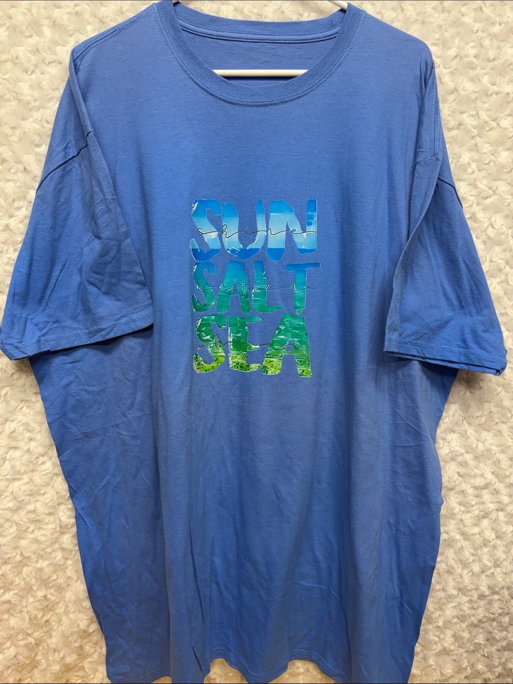 Sun Salt Sea Blue Graphic Short Sleeve Tee - Women 100% cotton